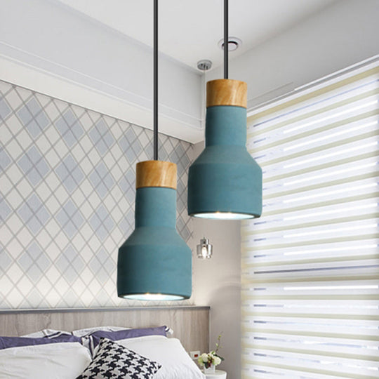 Nordic Ceiling Pendant Torch Shape Cement Light - Stylish One Hanging Fixture For Bedroom And Hotel