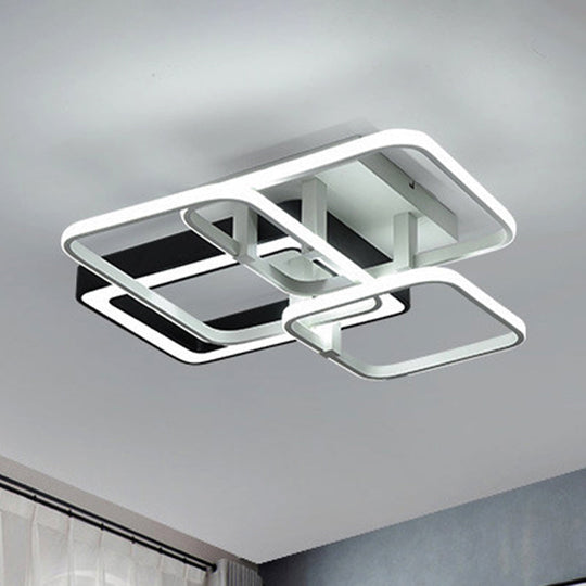 Modern Black and White Semi Flush Mount Ceiling Light with Acrylic Shade, 3/4 Lights - Ideal for Living Room