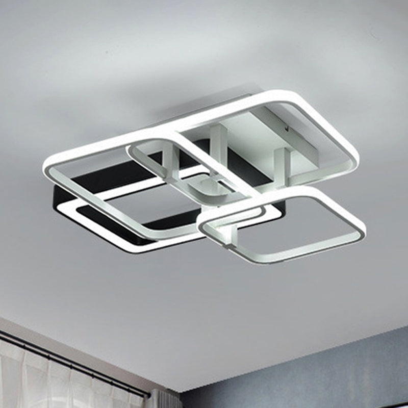 Modern Black And White Semi Flush Mount Ceiling Light With Acrylic Shade 3/4 Lights - Ideal For