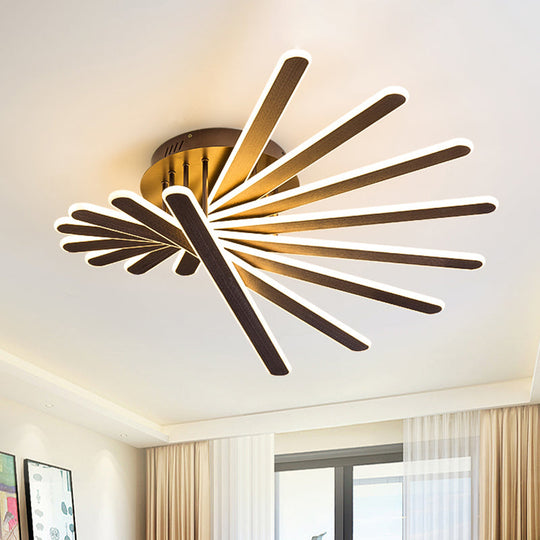 Chinese Style Acrylic Flush Ceiling Light Fixture with LED, Brown, 6/8 Lights - Flushmount Lighting