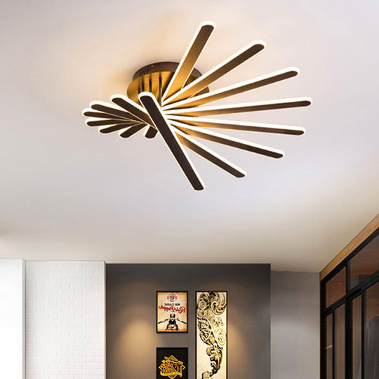 Chinese Style Acrylic Flush Ceiling Light Fixture with LED, Brown, 6/8 Lights - Flushmount Lighting