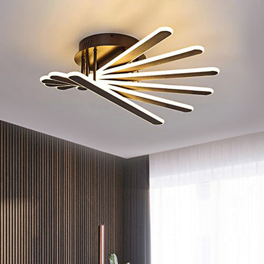 Chinese Style Acrylic Flush Ceiling Light Fixture with LED, Brown, 6/8 Lights - Flushmount Lighting