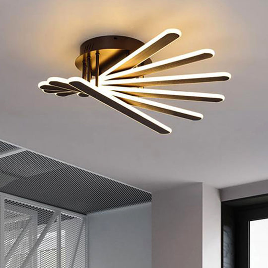 Chinese Style Acrylic Flush Ceiling Light Fixture With Led Brown 6/8 Lights - Flushmount Lighting