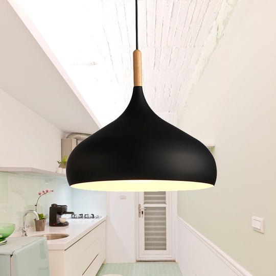 Nordic Style Metal Teardrop Pendant Lighting - 1 Light Black/White/Gold - Available in 9.5"/12.5"/14"W