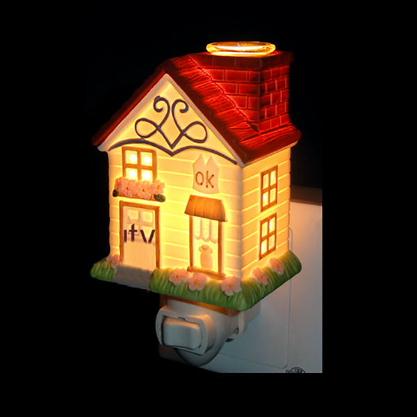 Tiffany Loft Ceramic House Night Light Wall Sconce - 1 Bulb Red/White/Blue/Pink Perfect For Bedroom