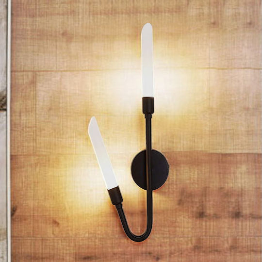 Modern Black/Gold Tube Wall Light With Frosted Glass - Perfect For Living Room Black