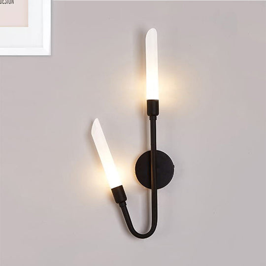 Modern Black/Gold Tube Wall Light With Frosted Glass - Perfect For Living Room