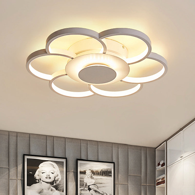 Floral Bedroom LED Flush Mount Light: Simple Ceiling Fixture in Warm/White/Natural Light, Acrylic Material, 19.5"/25.5" Wide