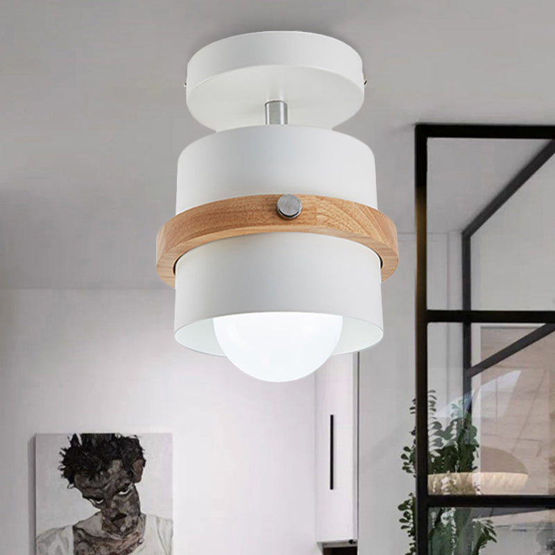 Rotatable 1-Light Macaron Flush Ceiling Light for Corridor - Undertint Cylinder Design