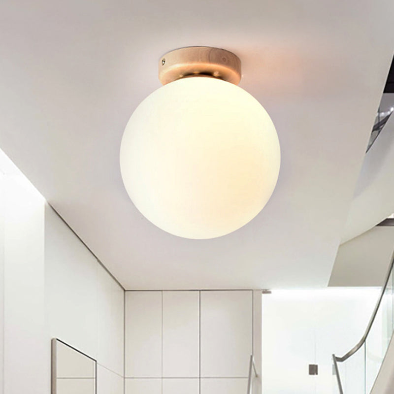 Frosted Glass Globe Ceiling Mount Light in White - Ideal for Modern Bathrooms