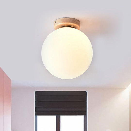 Frosted Glass Globe Ceiling Mount Light in White - Ideal for Modern Bathrooms