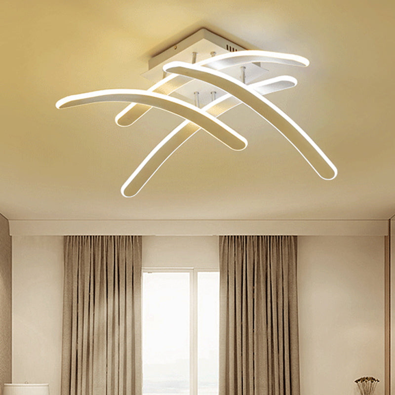 Modern Acrylic LED Flush Mount Ceiling Light in Warm/White - Cross Bedroom Lamp