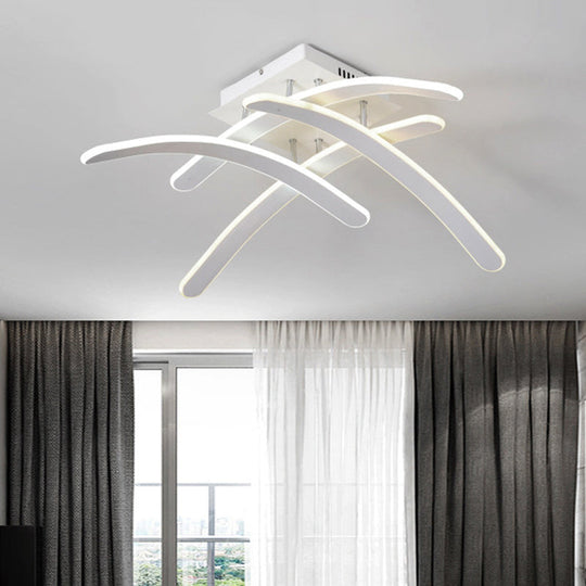 Modern Acrylic LED Flush Mount Ceiling Light in Warm/White - Cross Bedroom Lamp