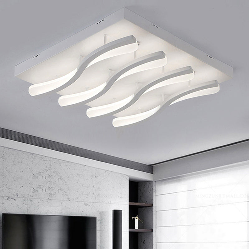 Modern Acrylic Led Flushmount Lighting - Wavy Design 21.5/26 Wide Ceiling Flush Light For Living