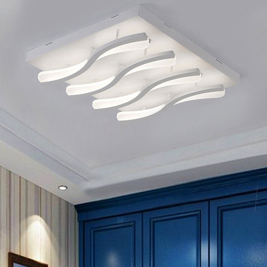 Modern Acrylic Led Flushmount Lighting - Wavy Design 21.5/26 Wide Ceiling Flush Light For Living