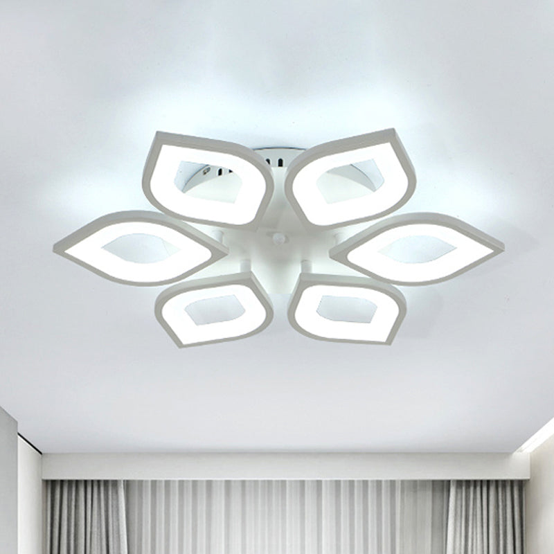 Led Flush Mount Ceiling Light With Leaf Acrylic Shade - White/Warm/Natural Lighting Fixture For