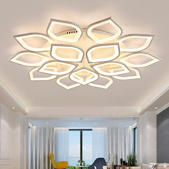 LED Flush Mount Ceiling Light with Leaf Acrylic Shade - White/Warm/Natural Lighting Fixture for Bedroom (4/6/8 Lights)