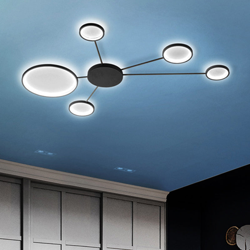 Modern Spoke Design Led Flush Mount Acrylic Ceiling Light In Black/White Warm/White Illumination