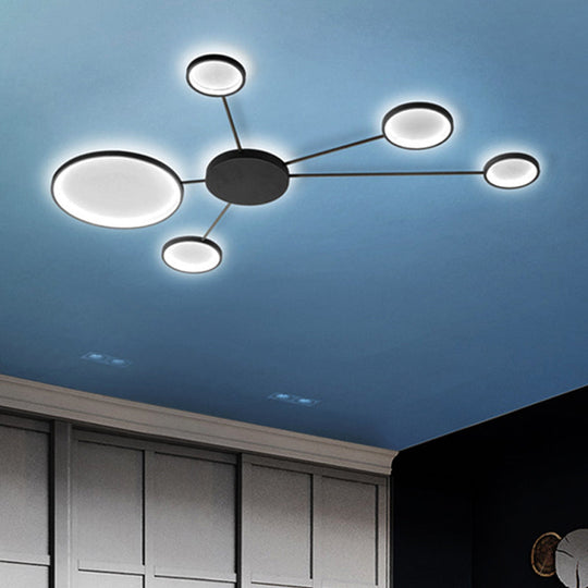 Modern Spoke Design Led Flush Mount Acrylic Ceiling Light In Black/White Warm/White Illumination