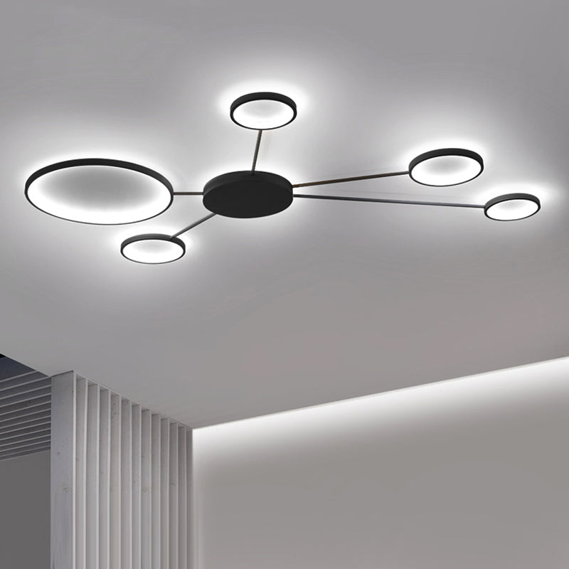 Modern Spoke Design Led Flush Mount Acrylic Ceiling Light In Black/White Warm/White Illumination