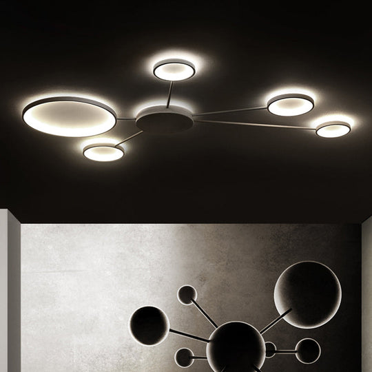 Modern Spoke Design Led Flush Mount Acrylic Ceiling Light In Black/White Warm/White Illumination