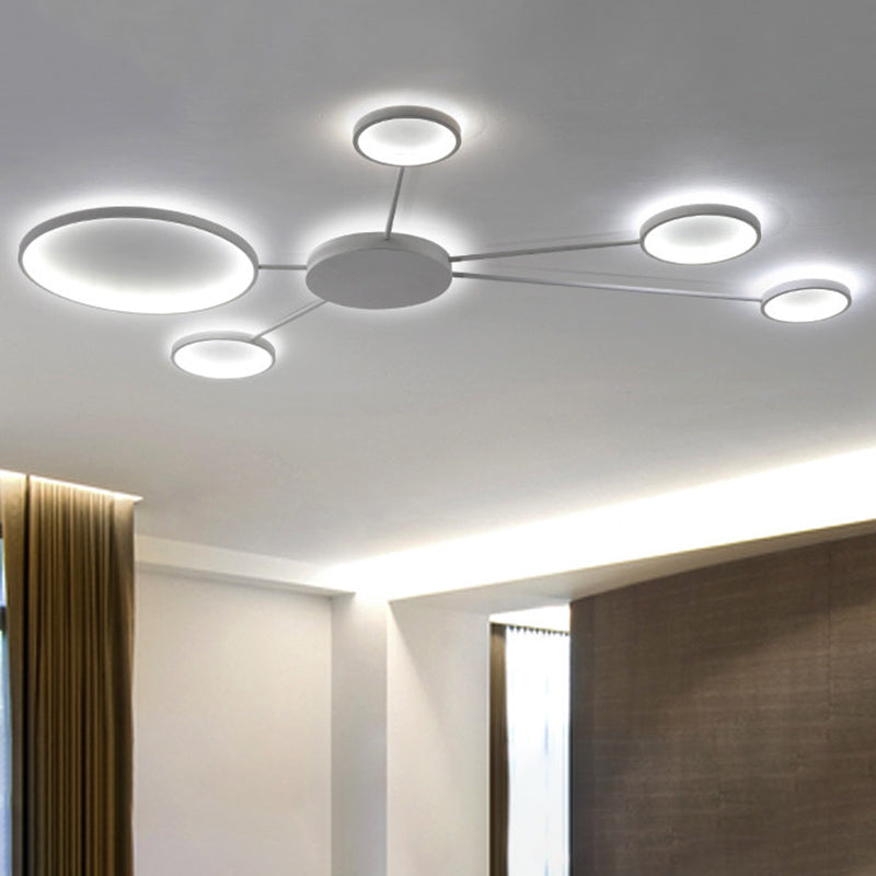 Modern Spoke Design Led Flush Mount Acrylic Ceiling Light In Black/White Warm/White Illumination