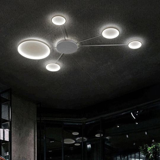 Modern Spoke Design Led Flush Mount Acrylic Ceiling Light In Black/White Warm/White Illumination