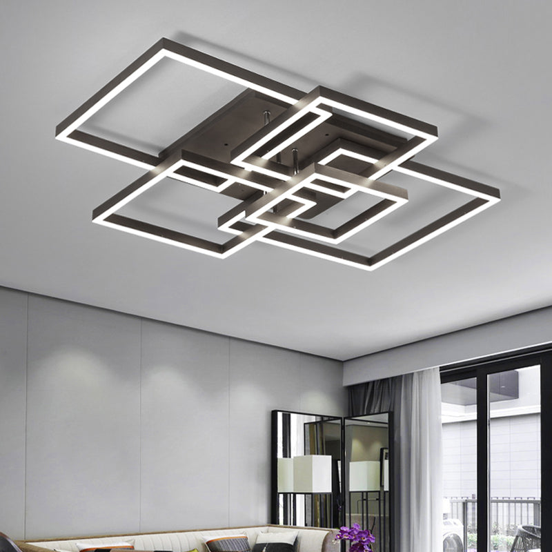 Modern Led Square Acrylic Ceiling Light - 39/47 Wide Brown Semi Flush Mount In Warm/White / 39 White