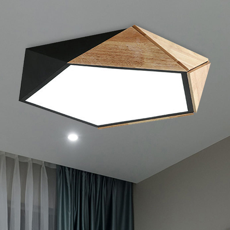 Contemporary Geometric Flush Mount Led Lamp: White/Black Ceiling Light For Living Room (Warm/White)