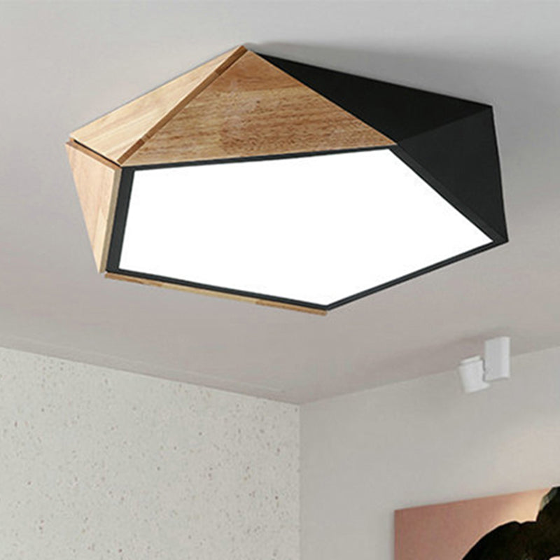 Contemporary Geometric Flush Mount Led Lamp: White/Black Ceiling Light For Living Room (Warm/White)