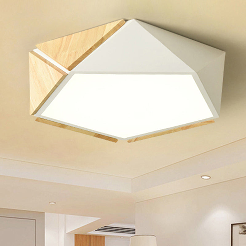 Contemporary Geometric Flush Mount Led Lamp: White/Black Ceiling Light For Living Room (Warm/White)