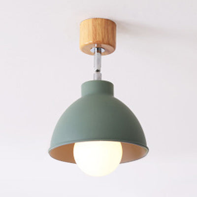 Macaron Style Dome Ceiling Light - Metal Rotatable Semi Flush Grey/White, for Bedroom