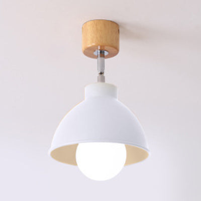 Macaron Style Dome Ceiling Light - Metal Rotatable Semi Flush Grey/White, for Bedroom