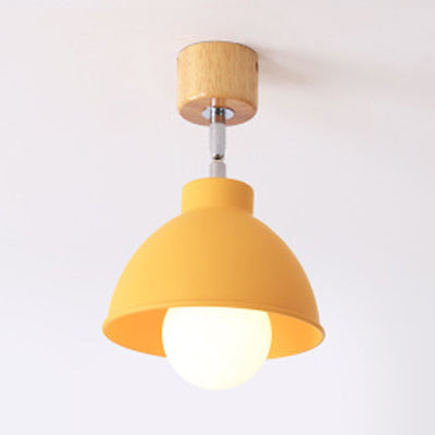 Macaron Style Dome Ceiling Light - Metal Rotatable Semi Flush Grey/White, for Bedroom