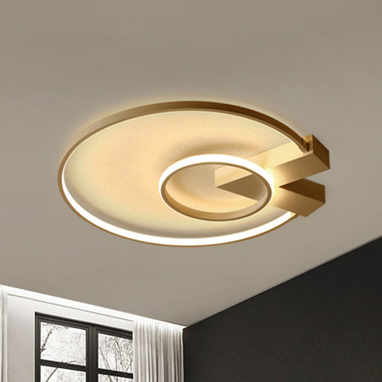 Modern Single Light White/Gold Flushmount Ceiling Fixture With Acrylic Panels