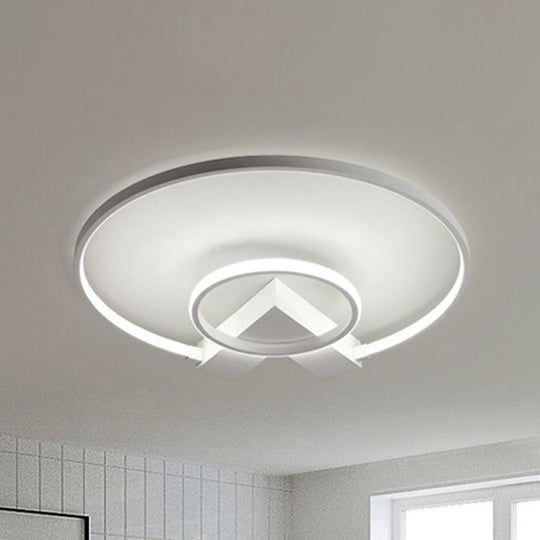 Modern Single Light White/Gold Flushmount Ceiling Fixture with Acrylic Panels