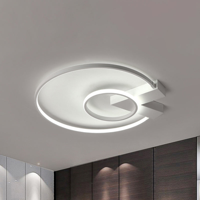 Modern Single Light White/Gold Flushmount Ceiling Fixture with Acrylic Panels