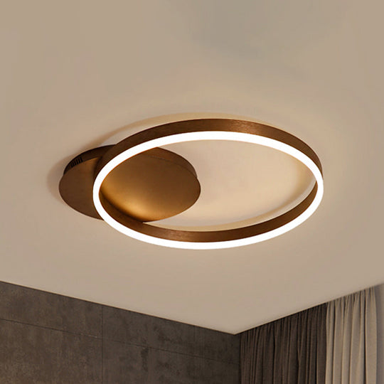 Contemporary LED Acrylic Ceiling Flush Light Fixture in Black/Brown, 1/2/3-Ring, Warm/White/Natural Light, 16.5"/19.5"/23.5" Wide