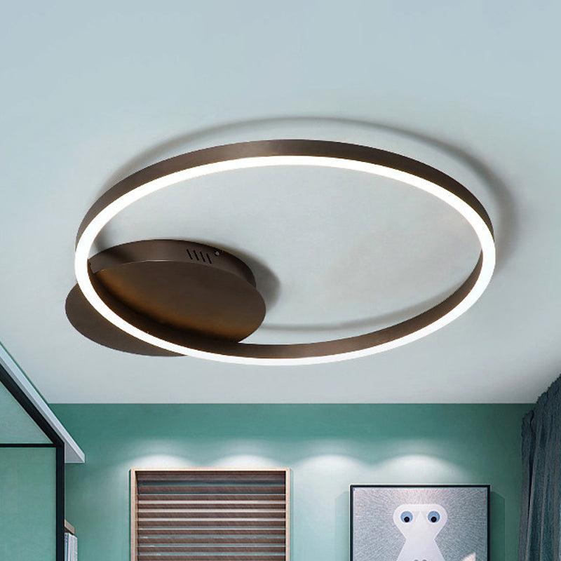 Contemporary Led Acrylic Ceiling Flush Light Fixture In Black/Brown 1/2/3-Ring Warm/White/Natural