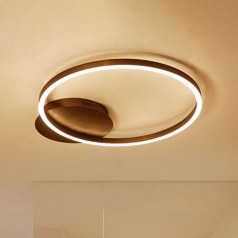 Contemporary Led Acrylic Ceiling Flush Light Fixture In Black/Brown 1/2/3-Ring Warm/White/Natural