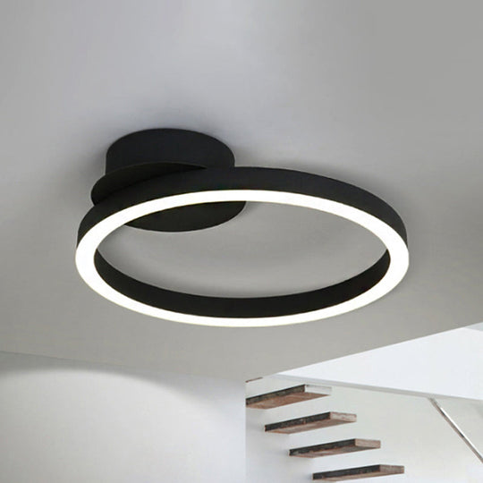 Contemporary LED Acrylic Ceiling Flush Light Fixture in Black/Brown, 1/2/3-Ring, Warm/White/Natural Light, 16.5"/19.5"/23.5" Wide