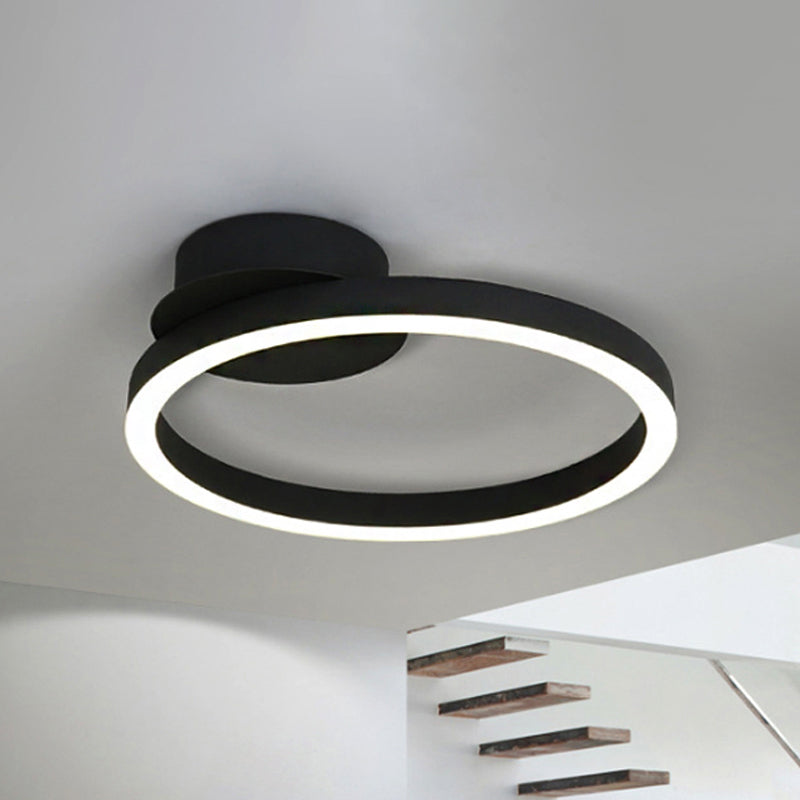 Contemporary Led Acrylic Ceiling Flush Light Fixture In Black/Brown 1/2/3-Ring Warm/White/Natural