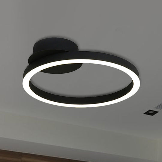 Contemporary LED Acrylic Ceiling Flush Light Fixture in Black/Brown, 1/2/3-Ring, Warm/White/Natural Light, 16.5"/19.5"/23.5" Wide