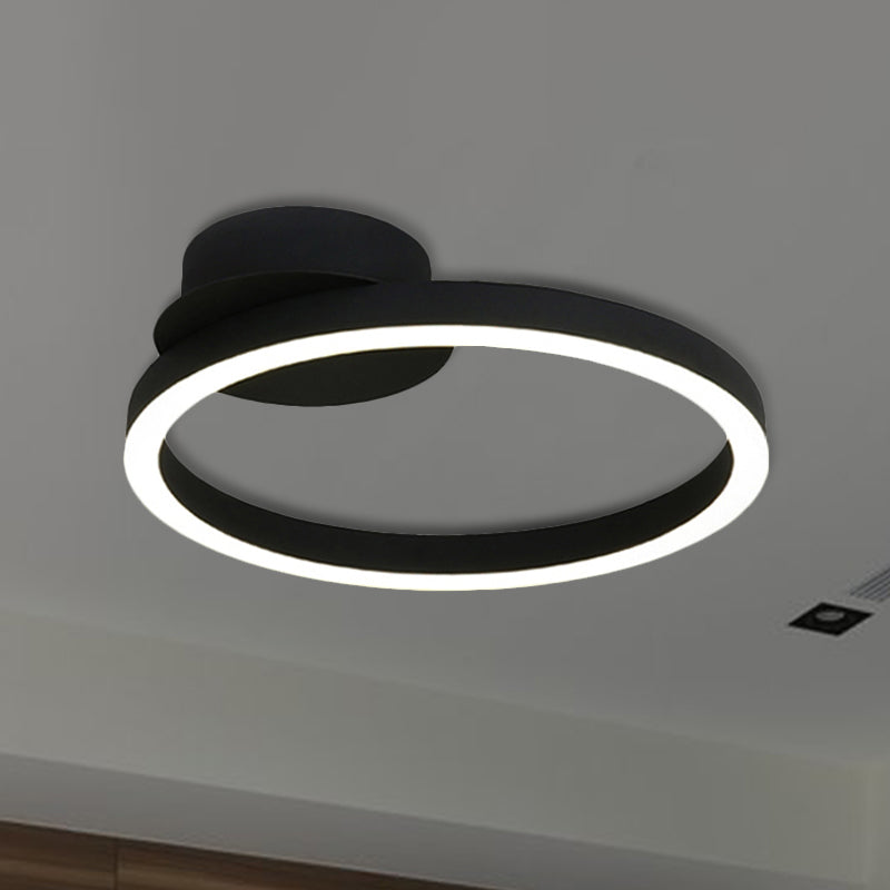 Contemporary Led Acrylic Ceiling Flush Light Fixture In Black/Brown 1/2/3-Ring Warm/White/Natural