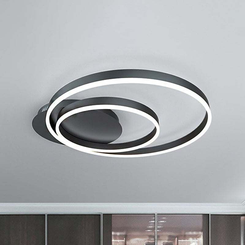 Contemporary LED Acrylic Ceiling Flush Light Fixture in Black/Brown, 1/2/3-Ring, Warm/White/Natural Light, 16.5"/19.5"/23.5" Wide