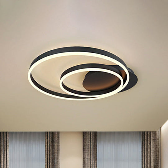 Contemporary LED Acrylic Ceiling Flush Light Fixture in Black/Brown, 1/2/3-Ring, Warm/White/Natural Light, 16.5"/19.5"/23.5" Wide