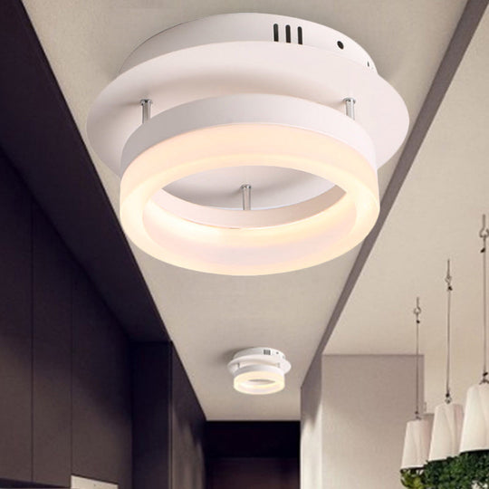 Modern LED Ceiling Semi Flush Mount Light - Acrylic Round/Square Shape, Warm/White Lighting for Corridor