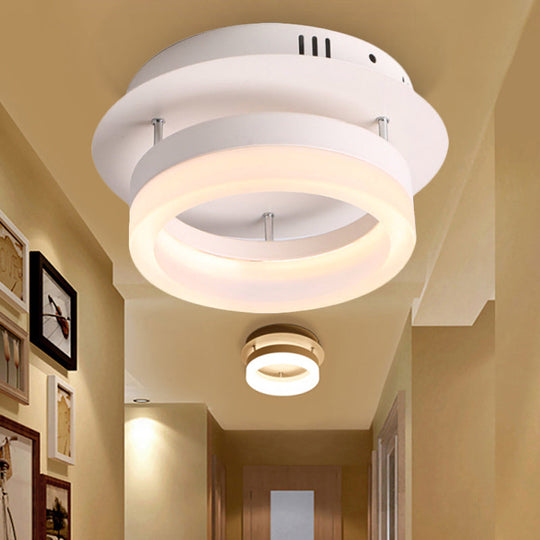 Modern LED Ceiling Semi Flush Mount Light - Acrylic Round/Square Shape, Warm/White Lighting for Corridor