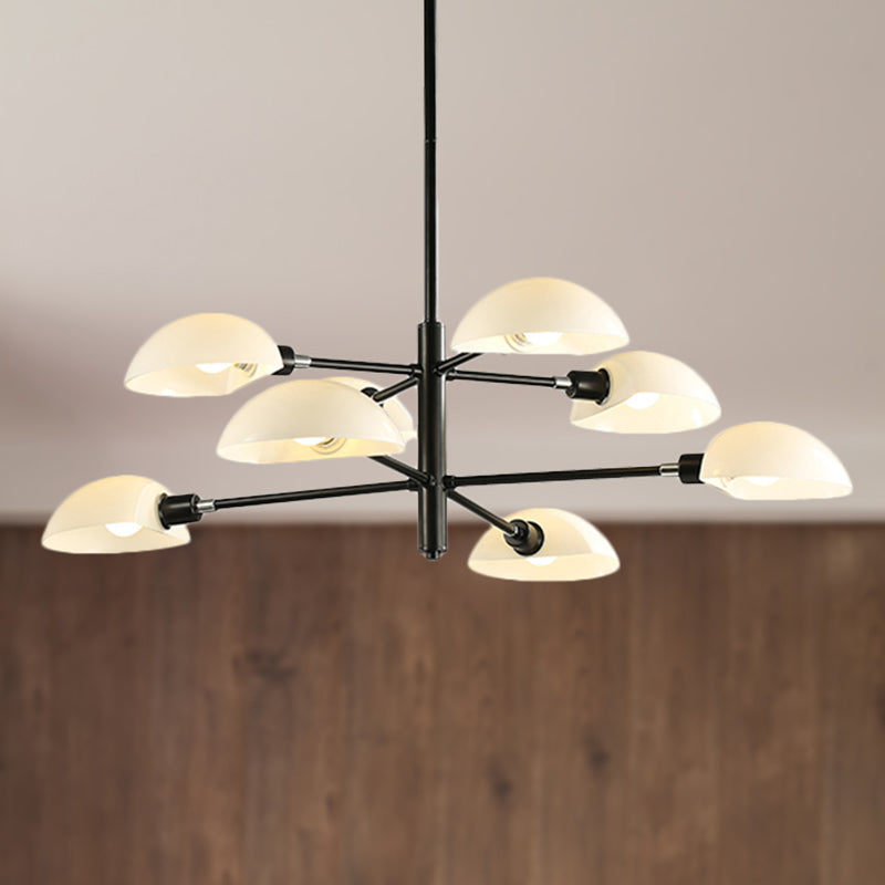 Nordic Style 1/2 Tiers Chandelier With Spoon Shade - Metal Ceiling Light (4/6/8 Lights) Black/Gold