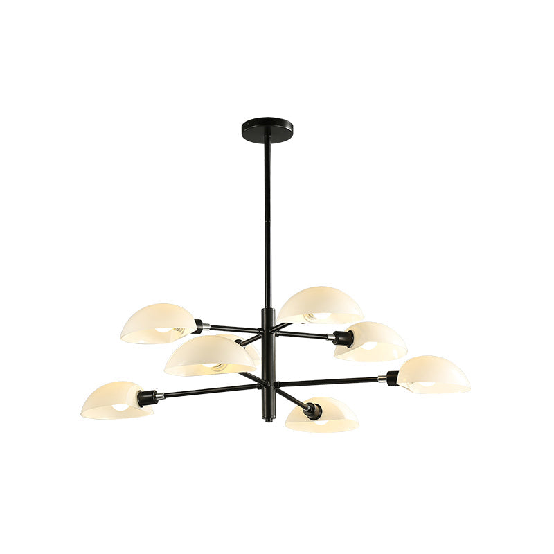 Nordic Style 1/2 Tiers Chandelier With Spoon Shade - Metal Ceiling Light (4/6/8 Lights) Black/Gold